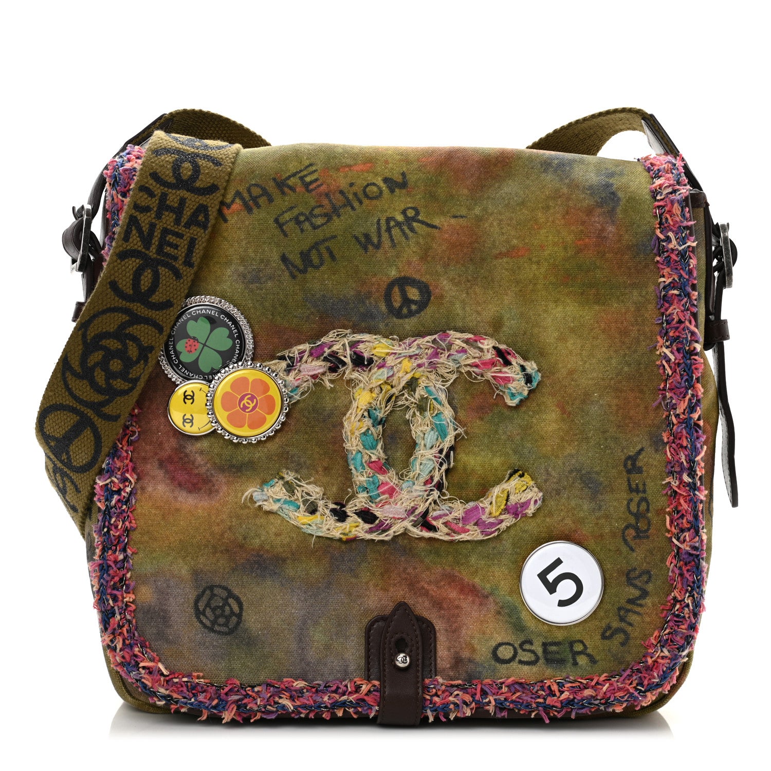 Chanel Washed Toile Graffiti On The Pavements Messenger Khaki Multicolor 1 of 12