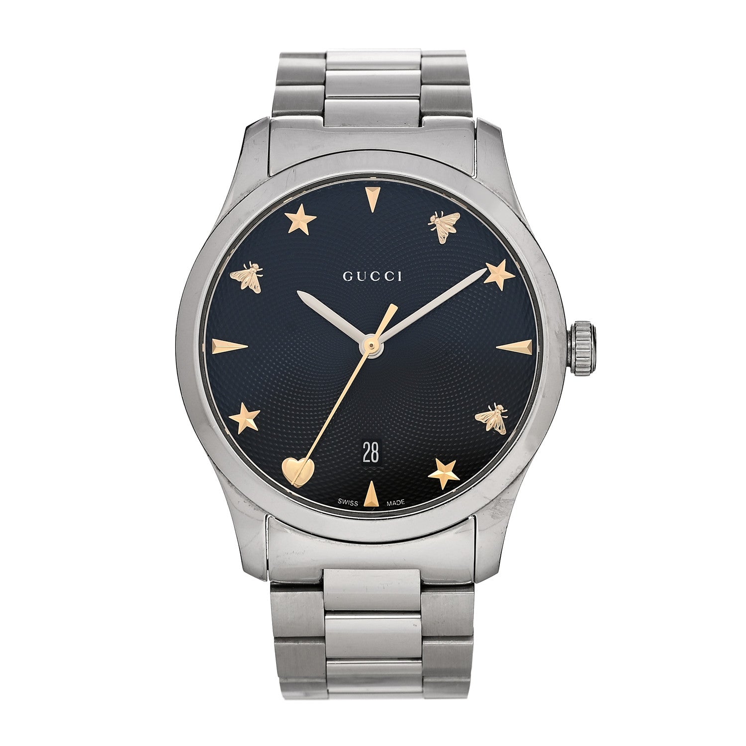 Gucci Stainless Steel 38mm G-Timeless Charm Quartz Watch Black 1 of 4