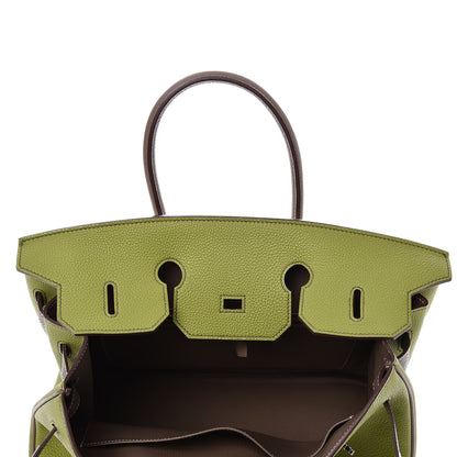 Hermes Togo Bi Color Horseshoe Birkin 35 Vert Anis Etoupe 7 of 35