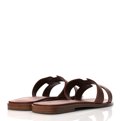 Hermes Box Calfskin Oran Sandals 39 Gold 4 of 9