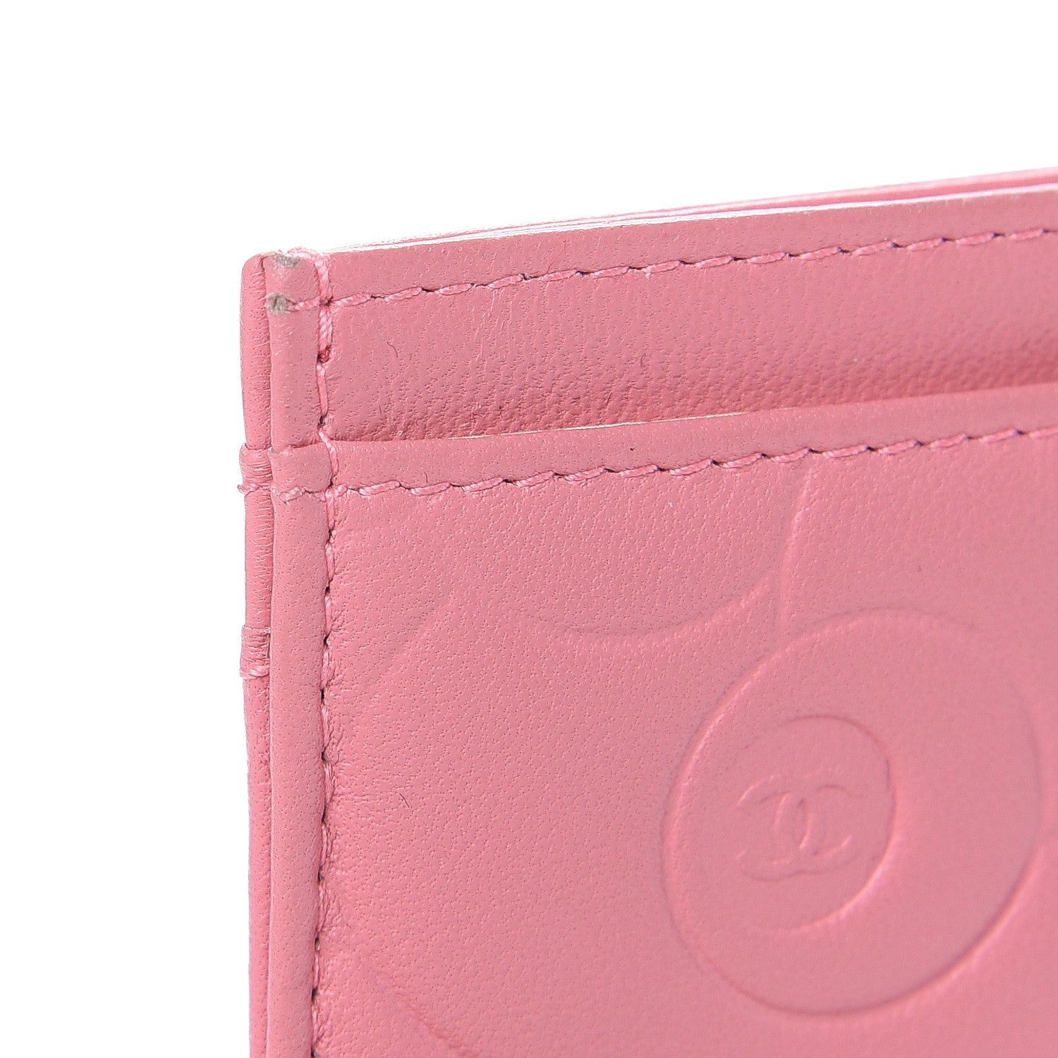 Chanel Lambskin Camellia Embossed Card Holder Pink 10 of 11