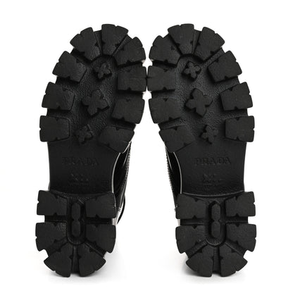 Prada Spazzolato Rois Re-Nylon Metal Triangle Logo Monolith Pouch Pocket 55mm Boots 37 Black 6 of 16