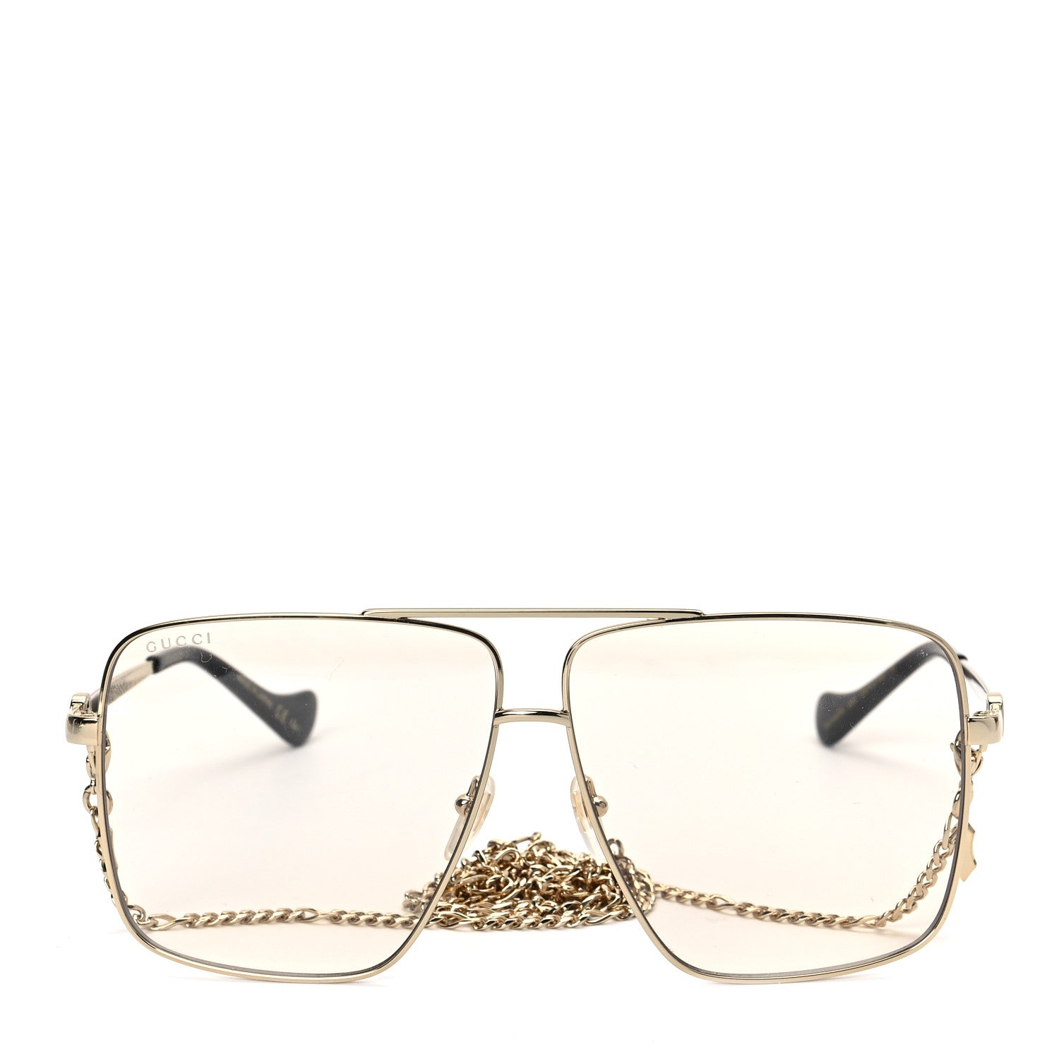Gucci Metal Navigator Square Chain Sunglasses GG1089S Gold Yellow 2 of 6
