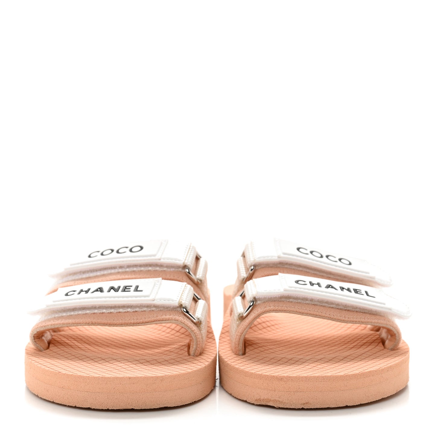 Fabric Rubber Coco Slides 38 Beige White