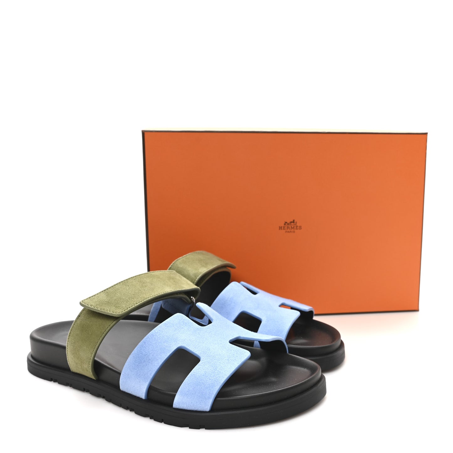 Suede Goatskin Womens Chypre Sandals 39 Bleu Cameo Vert