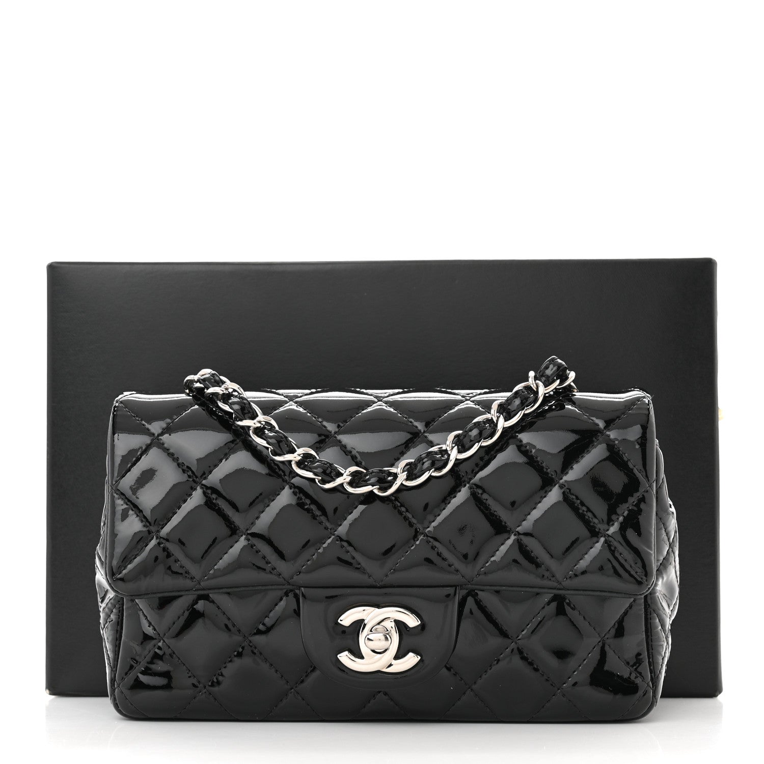 Chanel Patent Calfskin Quilted Mini Rectangular Flap Black 15 of 15