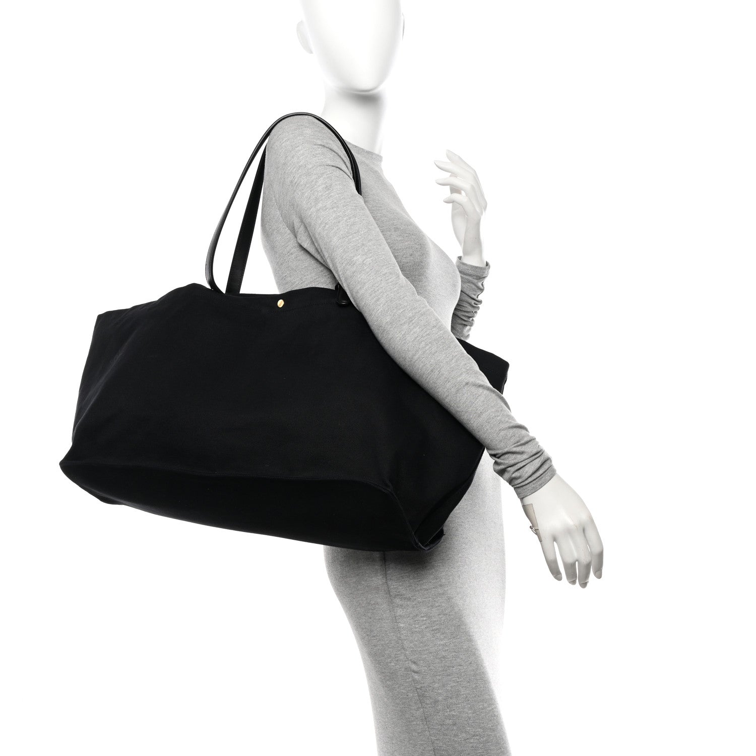 the row idaho XL コットンツイル　ブラック　未使用 The Row Idaho XL leather-trimmed canvas tote bag The Row