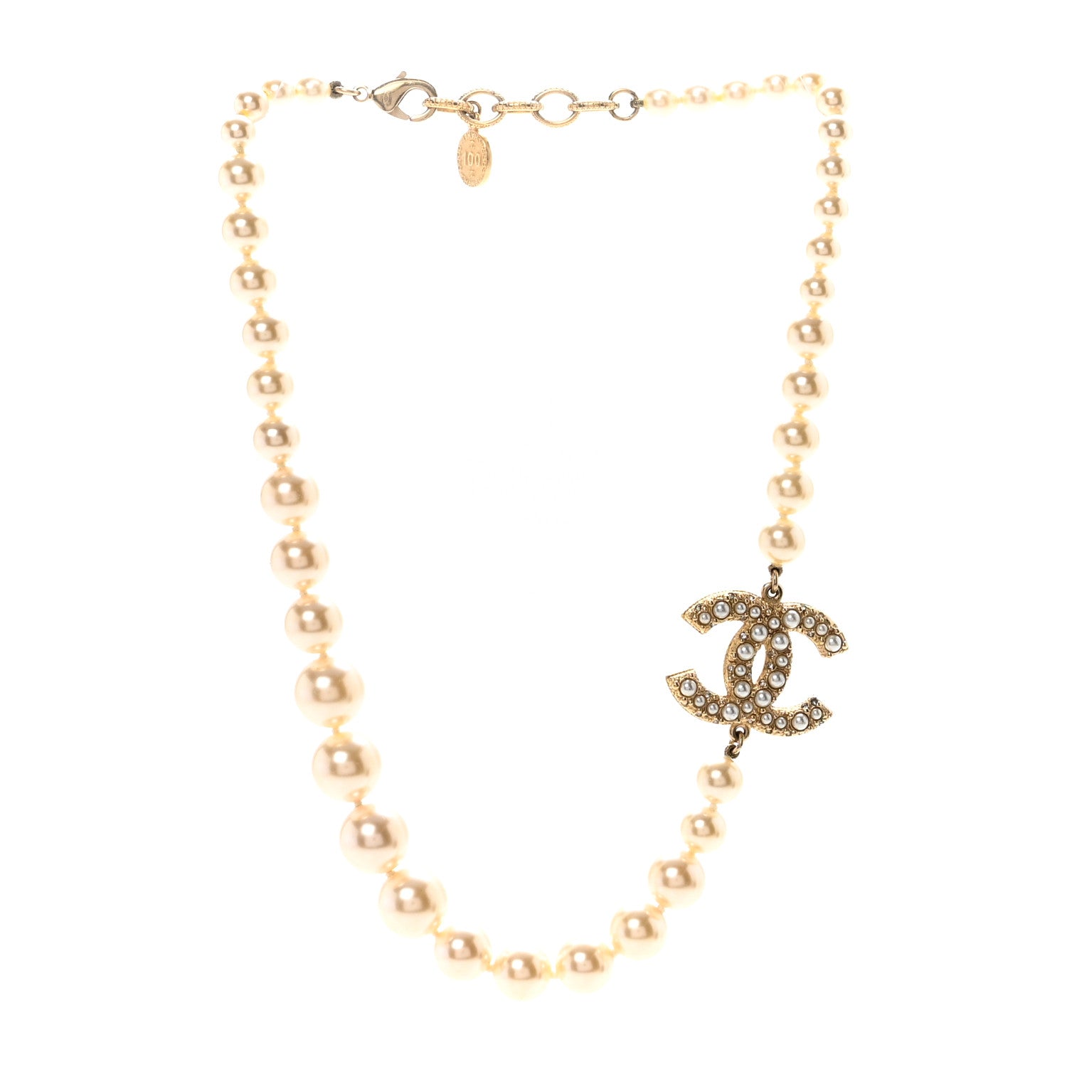 Chanel Pearl CC 100th Anniversary Necklace Light Gold 3 of 6
