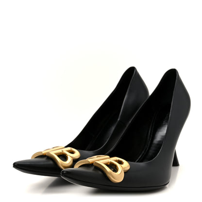 Balenciaga Shiny Soft Calfskin BB Flex 90mm Pumps 37 Black Gold 4 of 10