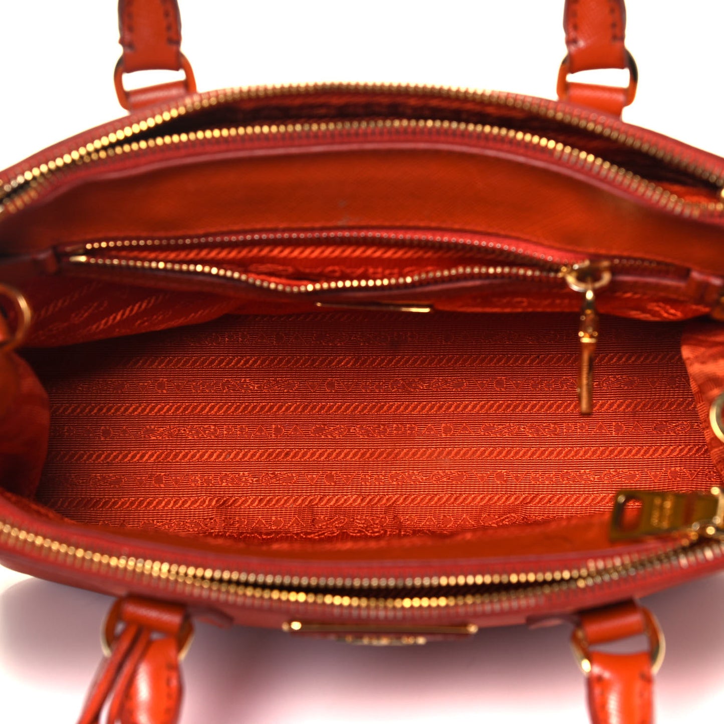 Saffiano Lux Medium Double Zip Tote Papaya