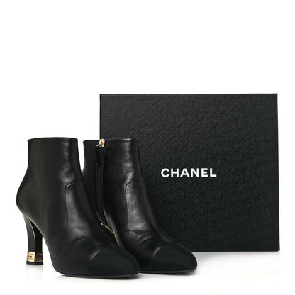 Chanel Lambskin Grosgrain Cap Toe Short Ankle Boots 41 Black 10 of 10