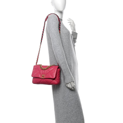 Chanel Goatskin Quilted Medium Chanel 19 Flap Dark Pink 2 of 10