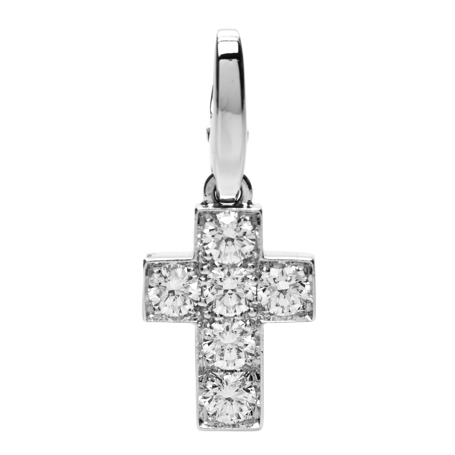 Cartier 18K White Gold Diamond .84ctw Cross Charm Pendant 1 of 8