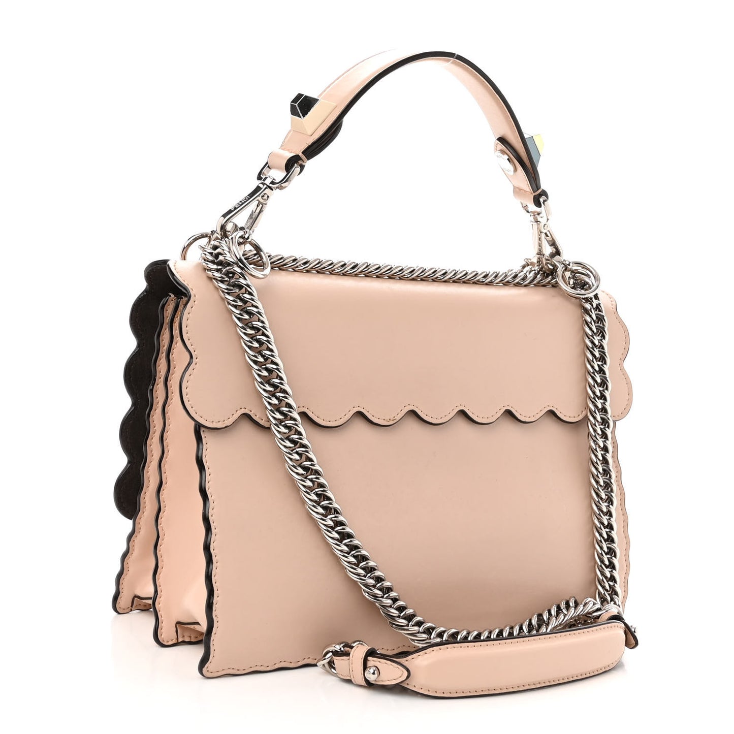 Vitello Liberty Scalloped Studded Kan I Shoulder Bag Plaster