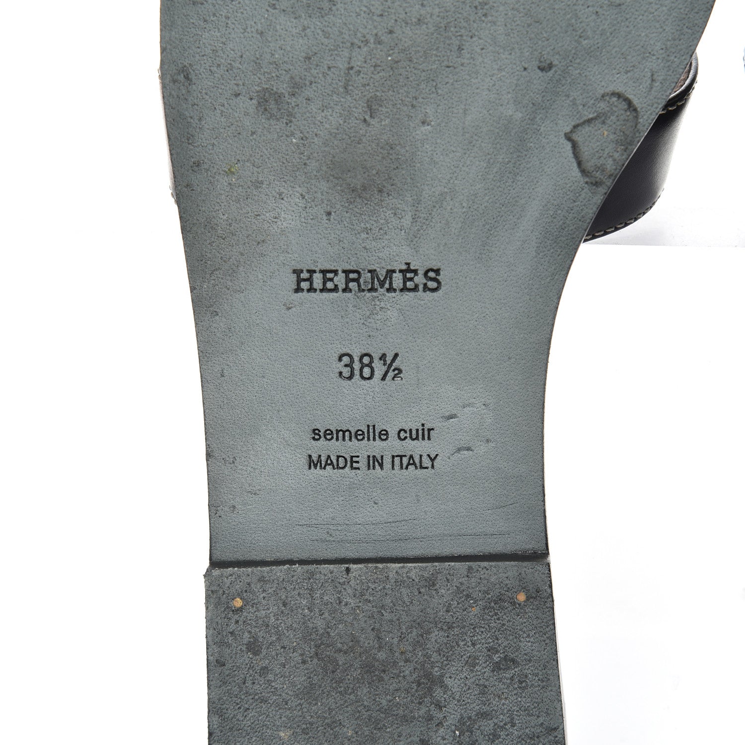 Hermes Box Calfskin Oran Sandals 38.5 Black 7 of 18