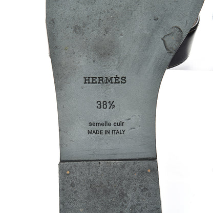 Hermes Box Calfskin Oran Sandals 38.5 Black 7 of 18