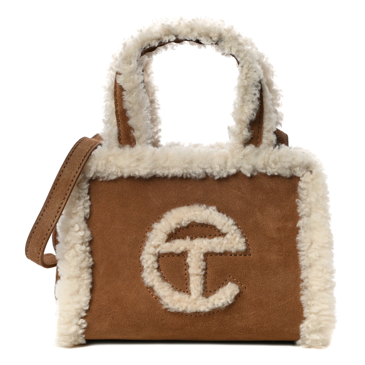 Telfar X UGG Suede Shearling Small Shopping Bag Chestnut 1 of 10