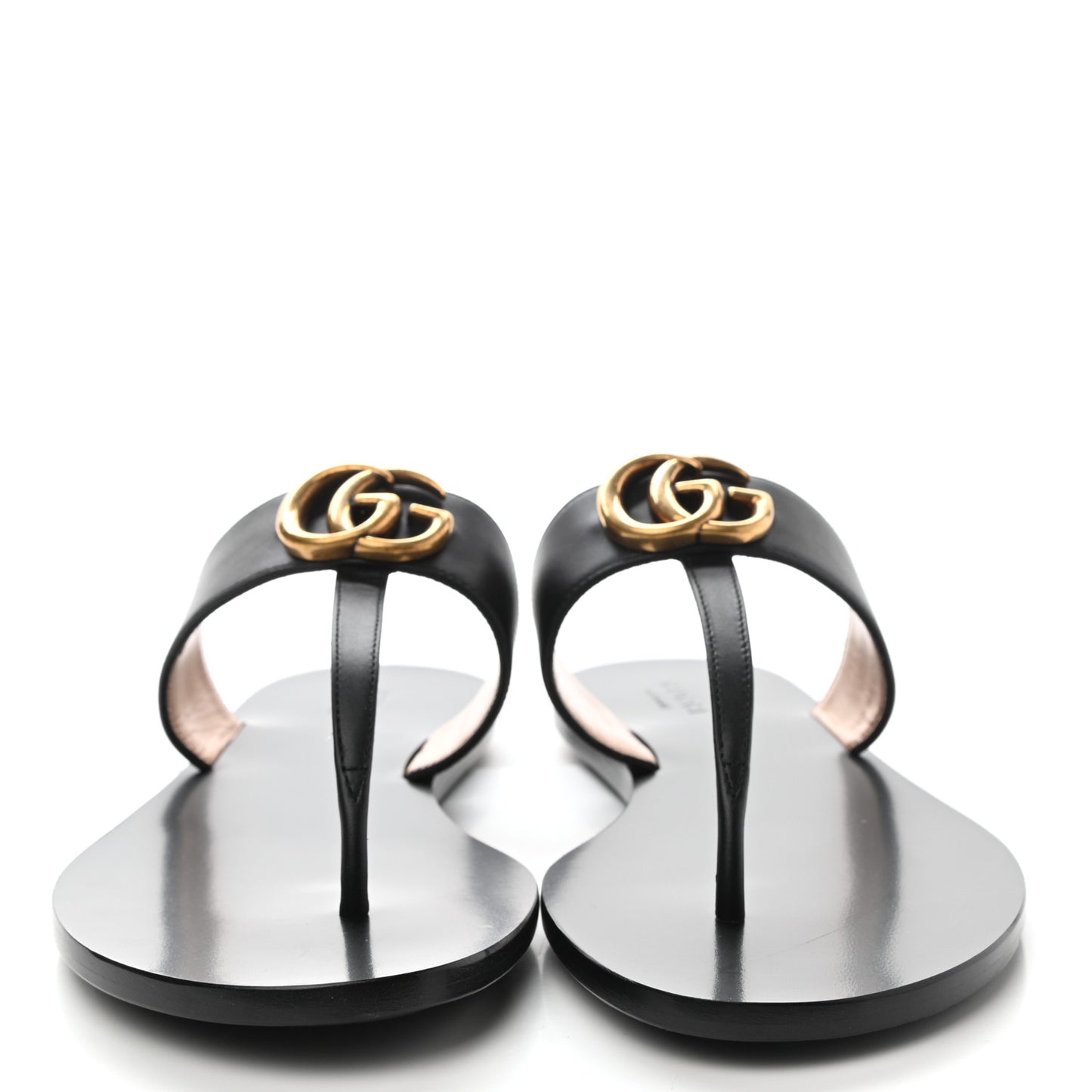 Calfskin GG Marmont Thong Sandals 38 Black
