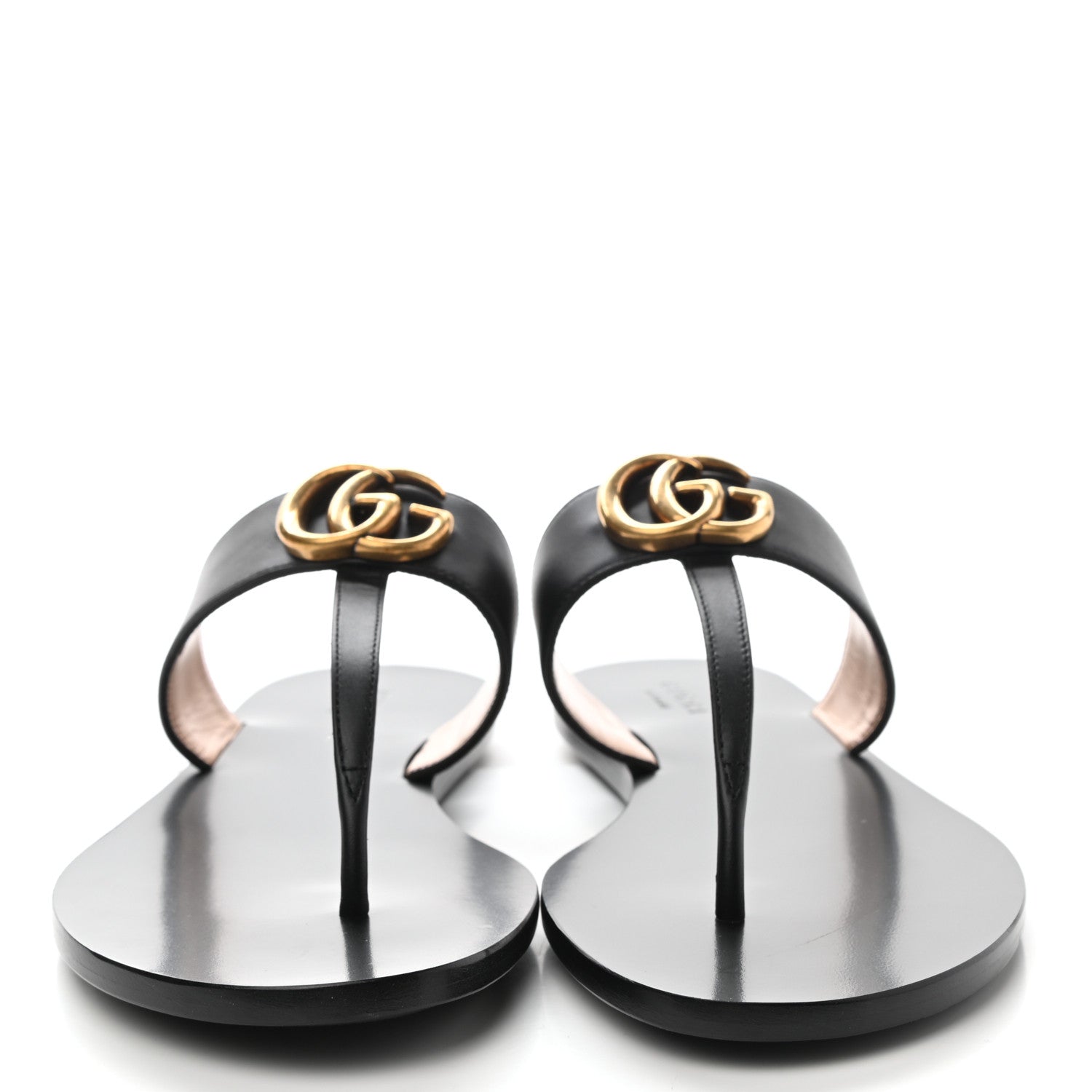 Gucci Calfskin GG Marmont Thong Sandals 38 Black 2 of 8