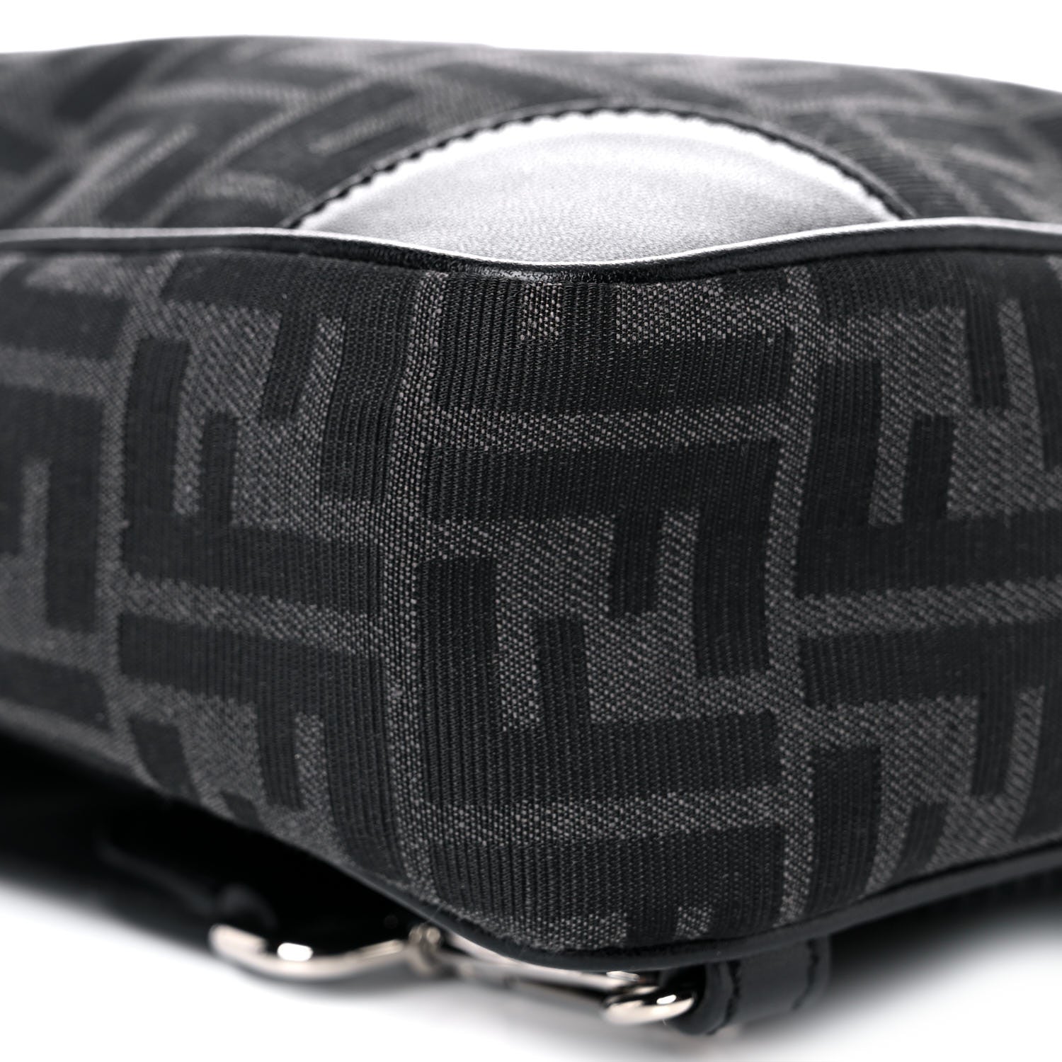 Fendi Recycled Fabric Jacquard Vitello Astro FF 1974 One-Shoulder Travel Backpack Asfalto Black 7 of 11