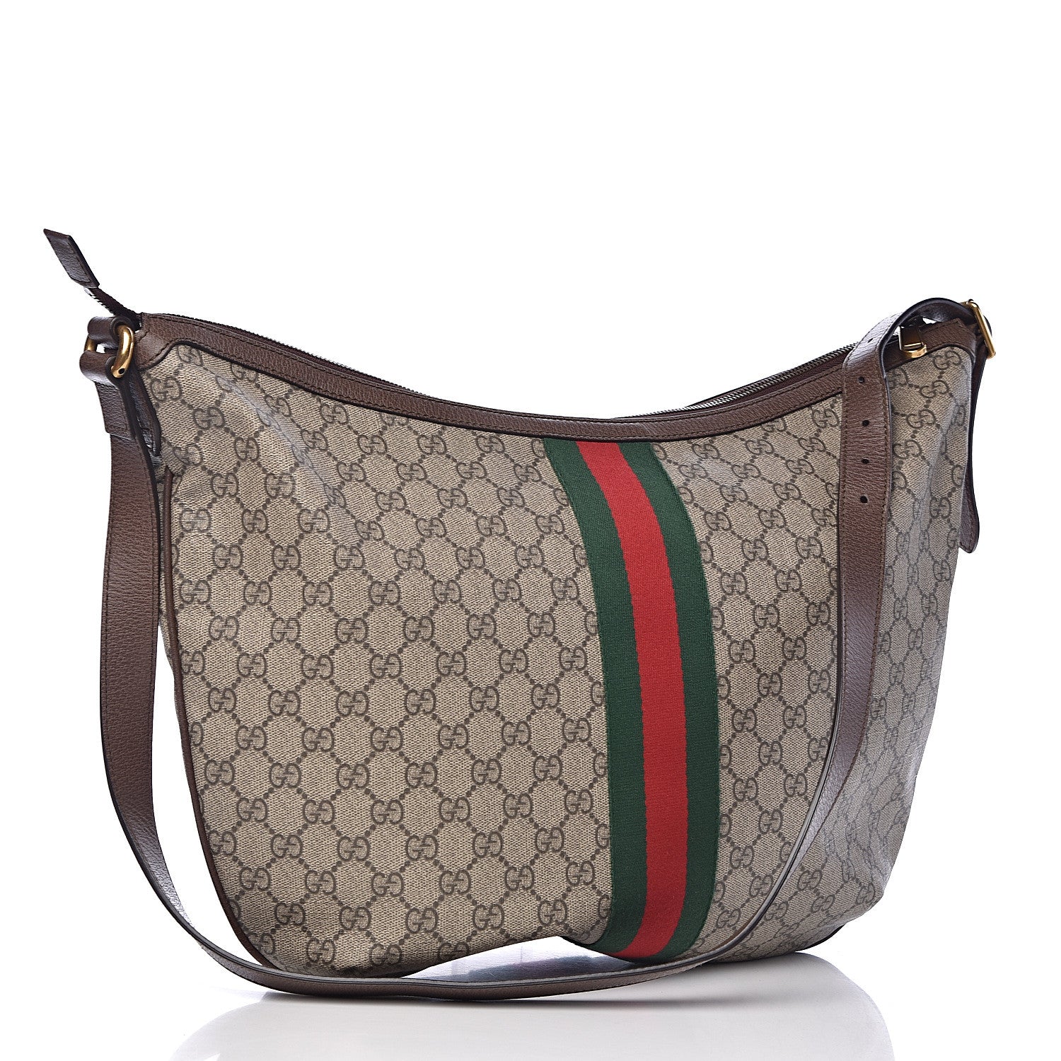 Gucci GG Supreme Monogram Web Ophidia Half Moon Hobo Brown 3 of 10