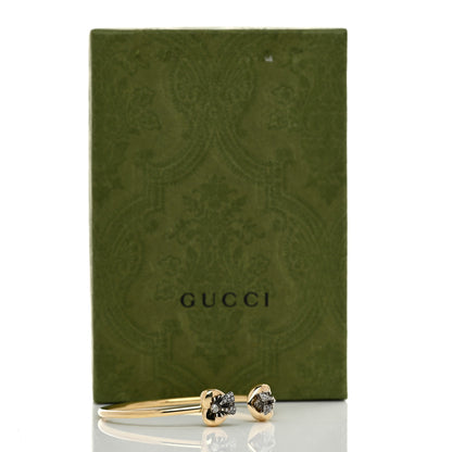 Gucci 18K Yellow Gold Sterling Silver Diamond Le Marche Des Merveilles Bee Heart Cuff Bracelet 5 of 5