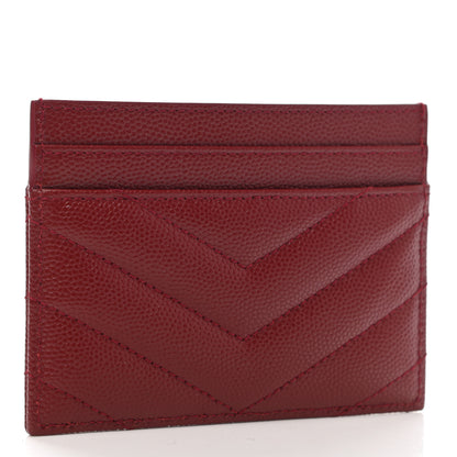 Saint Laurent Grain De Poudre Matelasse Chevron Monogram Credit Card Case Opyum Red 3 of 7