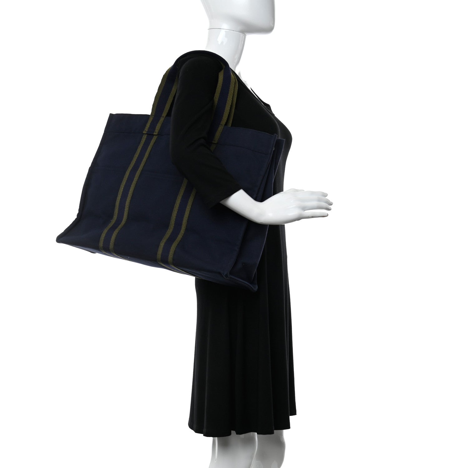 Hermes Canvas Herline GM Tote Navy 2 of 14