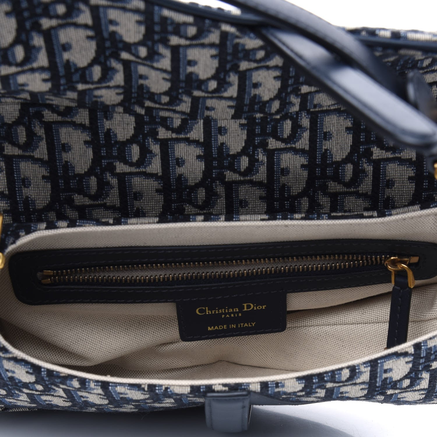 Christian Dior Oblique Saddle Bag Blue 3 of 4