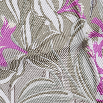 Hermes Silk Flamingo Party Scarf 90 Vert Argile Mastic Mauve 5 of 6