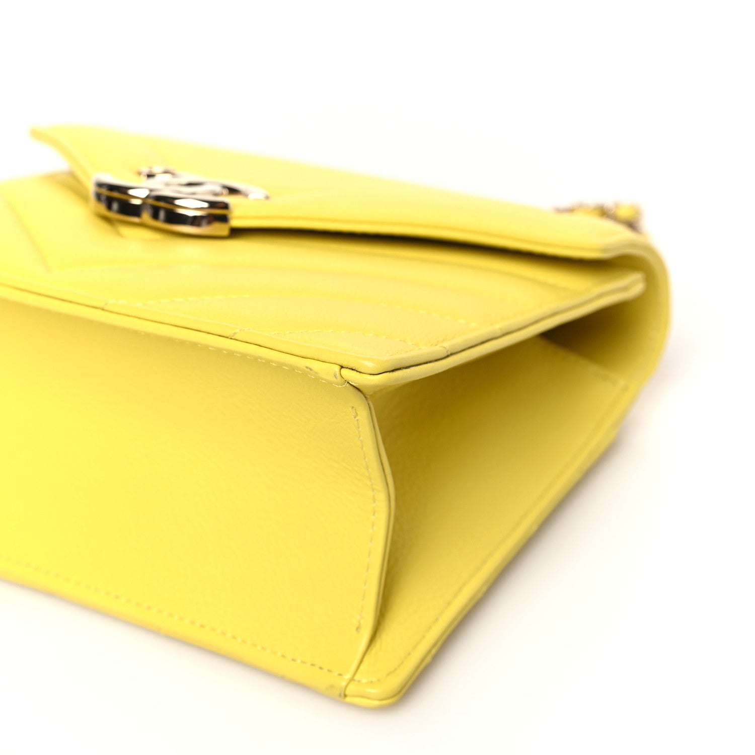 Chanel Calfskin Quilted Chevron Small Envelope Flap Yellow 9 of 9