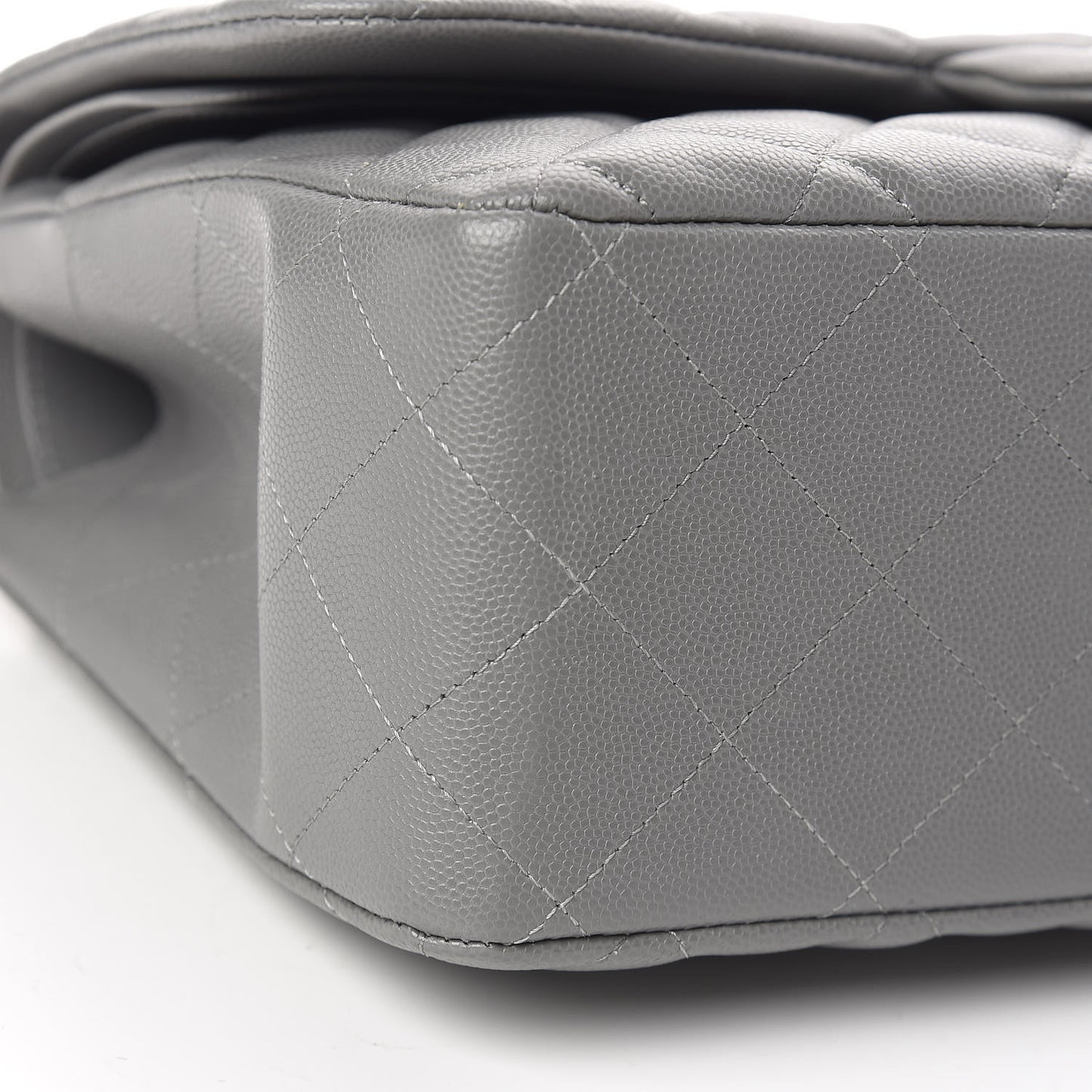 Caviar Quilted Jumbo Double Flap Grey