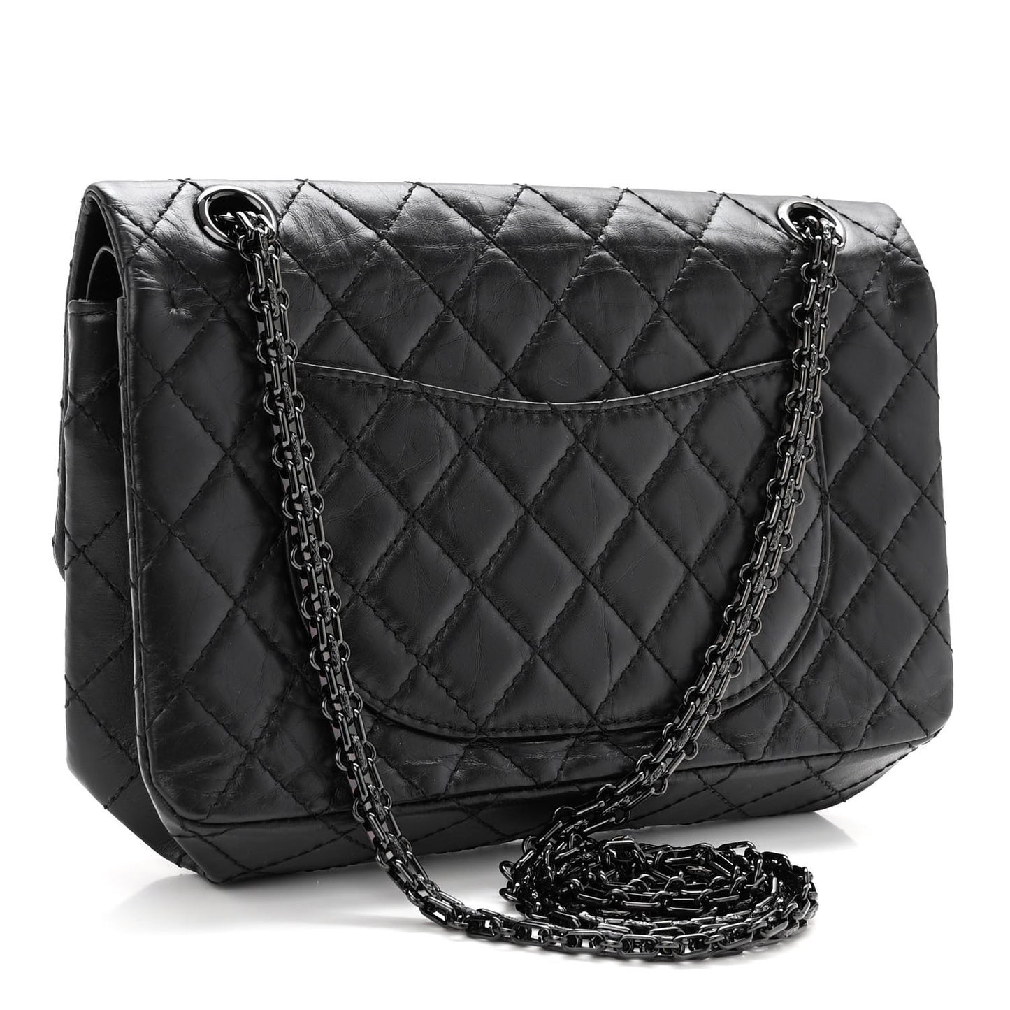 Aged Calfskin Quilted 2.55 Reissue 225 Flap So Black
