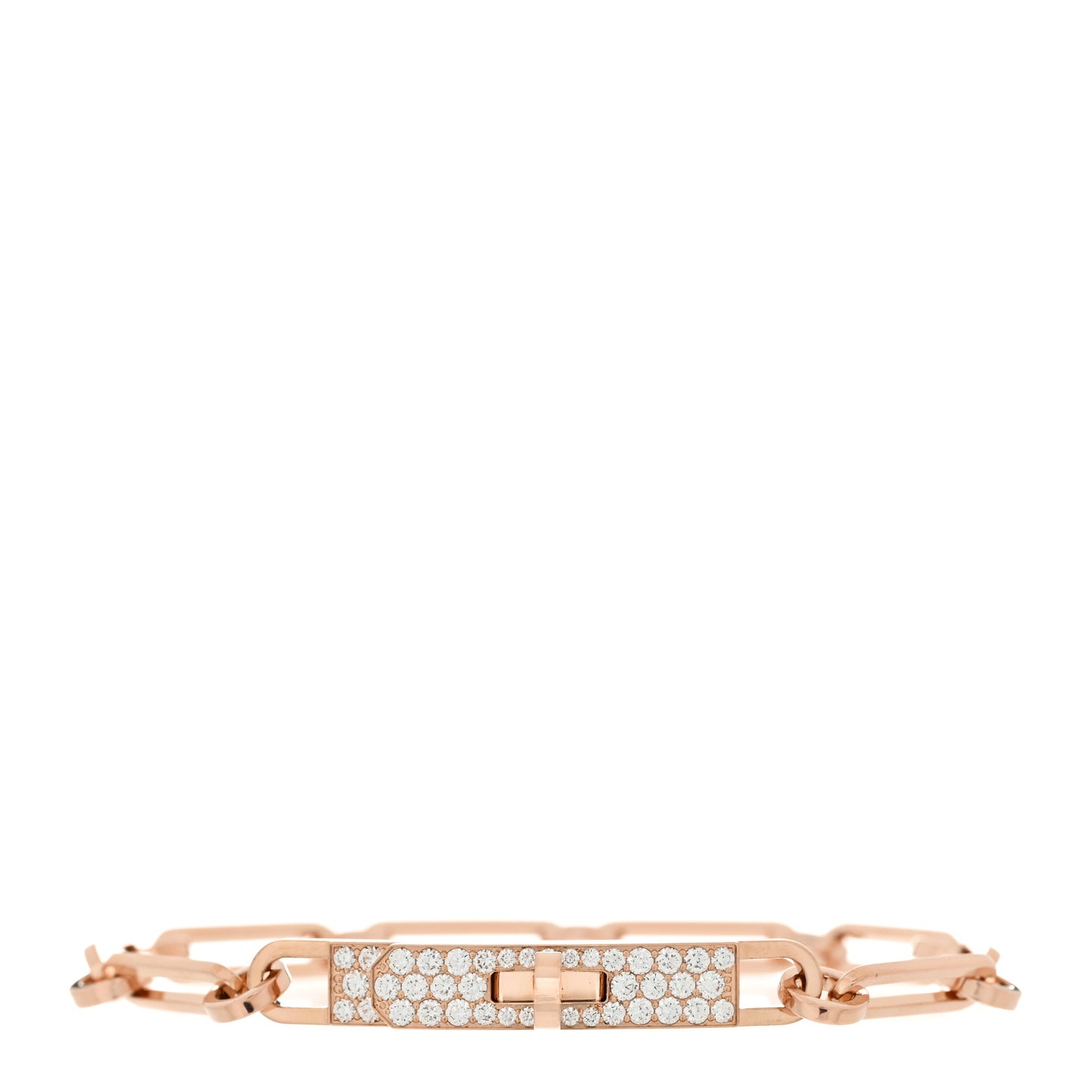 18K Rose Gold Diamond Pave PM Kelly Chaine Bracelet SH