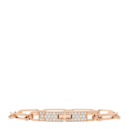 Hermes 18K Rose Gold Diamond Pave PM Kelly Chaine Bracelet SH 1 of 4