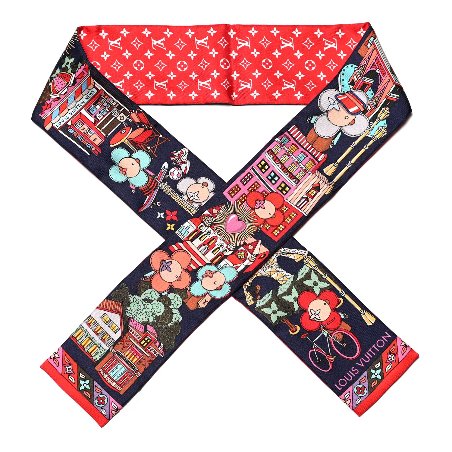 Louis Vuitton Silk Monogram Hide and Seek Bandeau Marine 1 of 4