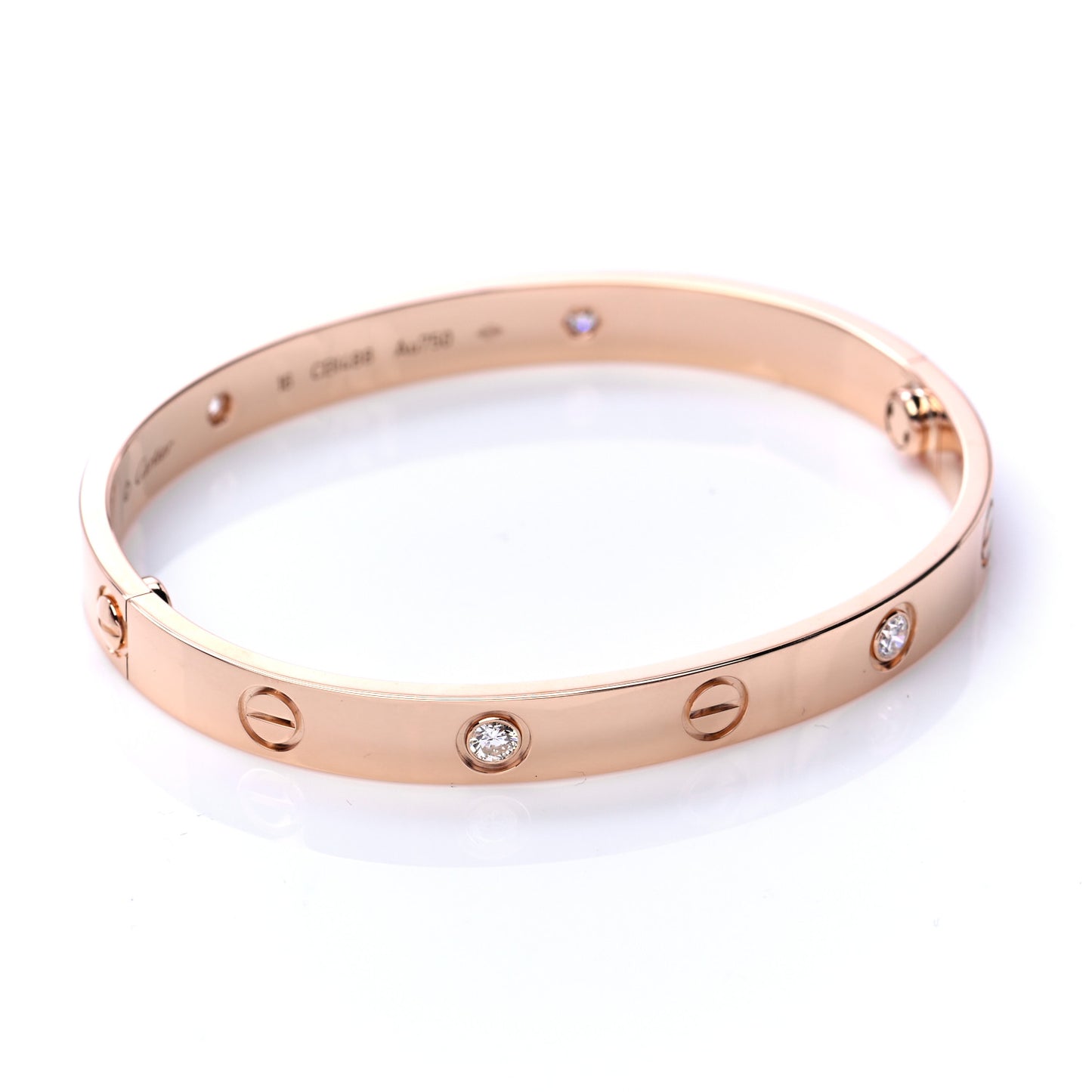 18K Pink Gold 4 Diamond LOVE Bracelet 16