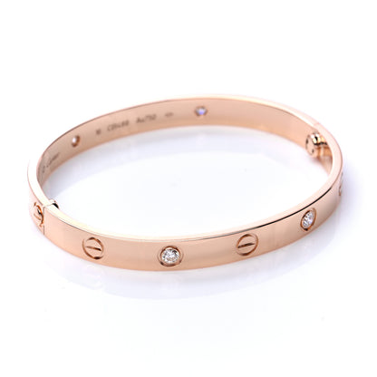 Cartier 18K Pink Gold 4 Diamond LOVE Bracelet 16 5 of 7