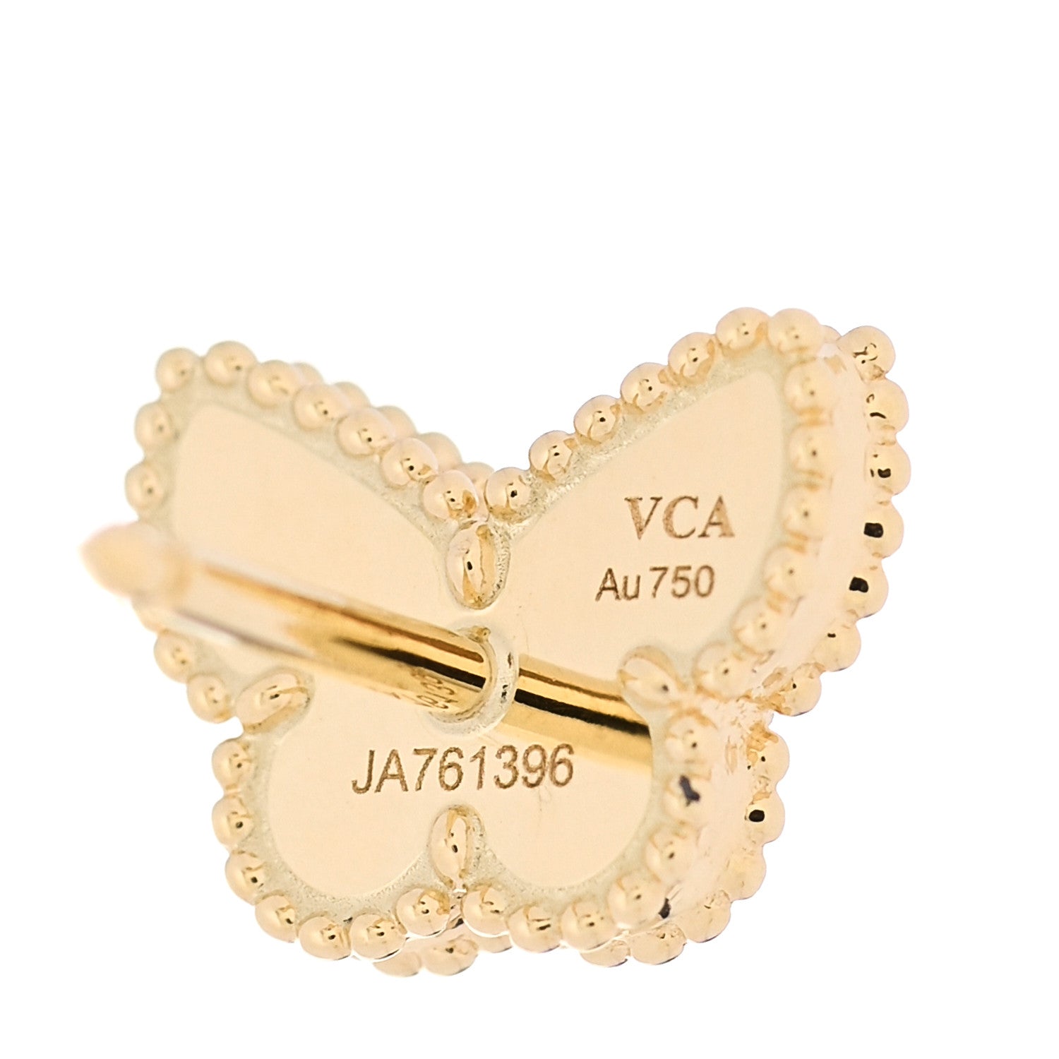 Van Cleef & Arpels 18K Yellow Gold Mother of Pearl Sweet Alhambra Butterfly Earrings 4 of 6