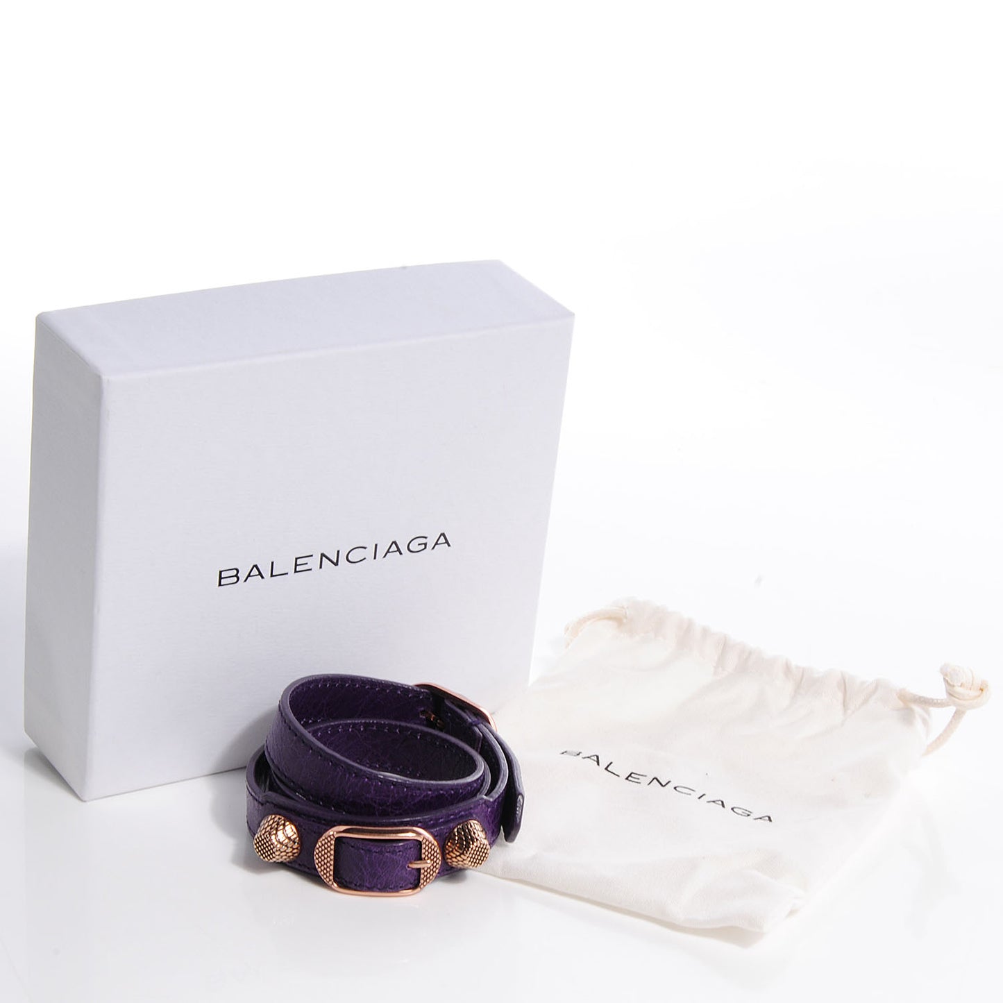 Agneau Giant 12 Rose Gold Hardware Triple Tour Bracelet M Violet