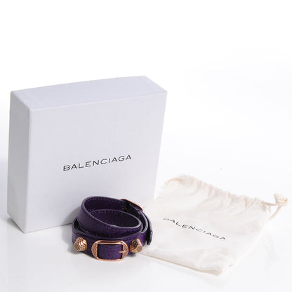 Balenciaga Agneau Giant 12 Rose Gold Hardware Triple Tour Bracelet M Violet 5 of 8