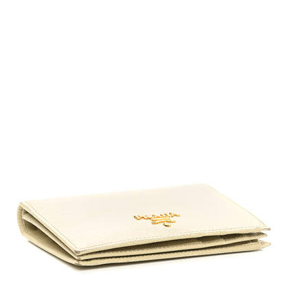 Prada Saffiano Metal Bi-Fold Wallet Cera 4 of 13