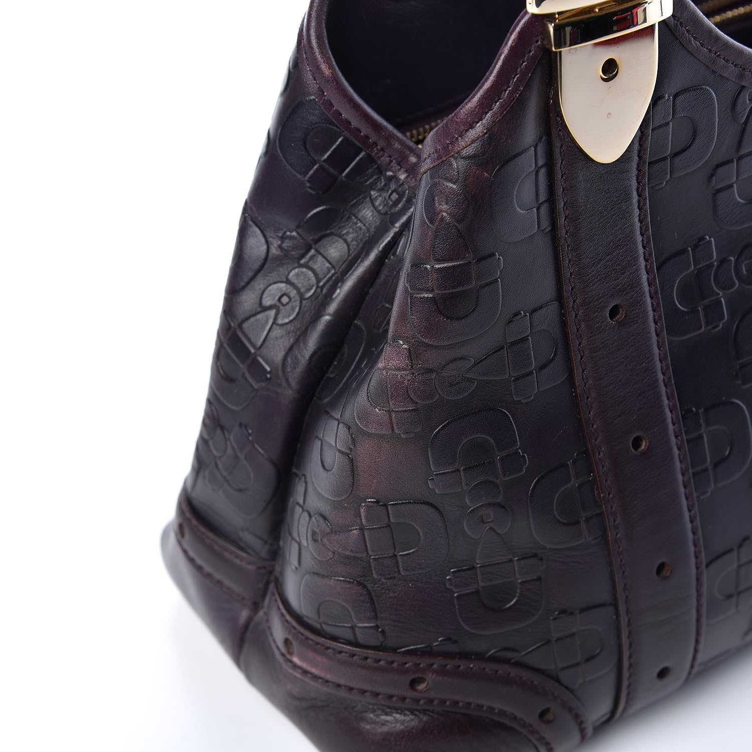 Gucci Calfskin Horsebit Embossed Shoulder Bag Purple 17 of 23