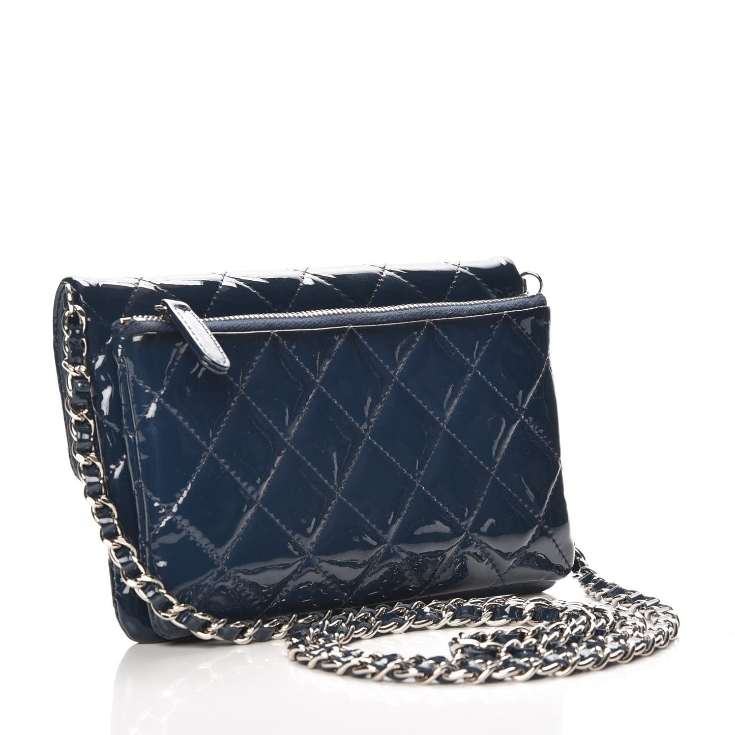 Patent Calfskin Mini Flap Crossbody Blue