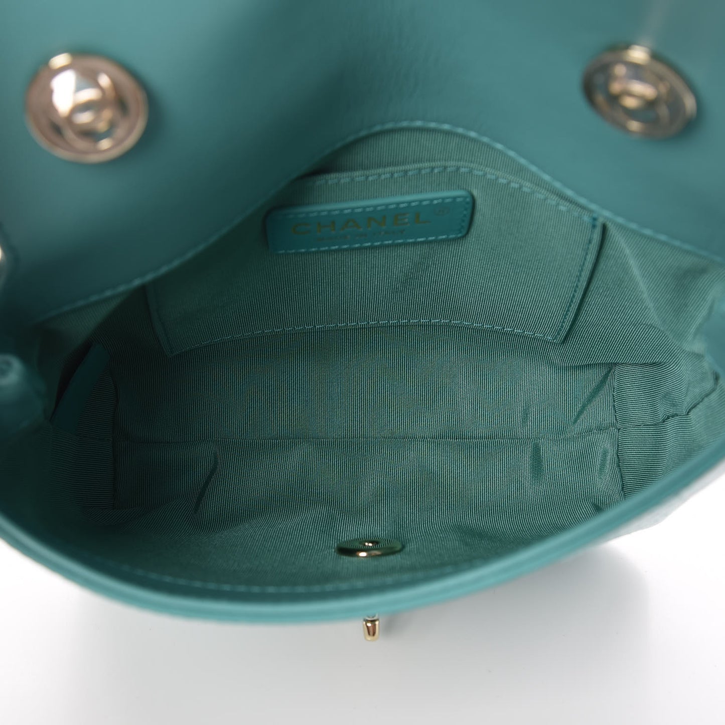 Calfskin Stitched Small Covered CC Flap Bag Green