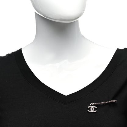 Chanel Crystal CC Safety Pin Brooch Gold Pink 2 of 7