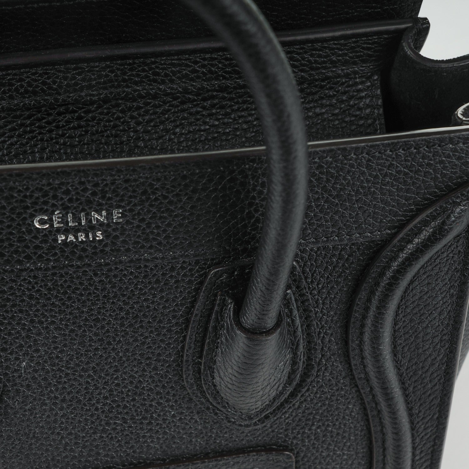 Celine Drummed Calfskin Nano Luggage Black 9 of 12
