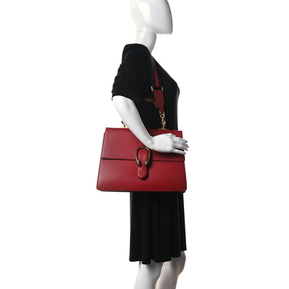 Gucci Moon Calfskin Web Medium Dionysus Bamboo Top Handle Bag Hibiscus Red 2 of 12
