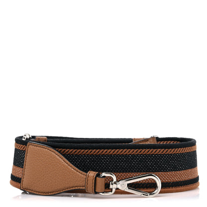 Prada Canvas Calfskin Logo Shoulder Strap Black Caramel 1 of 4