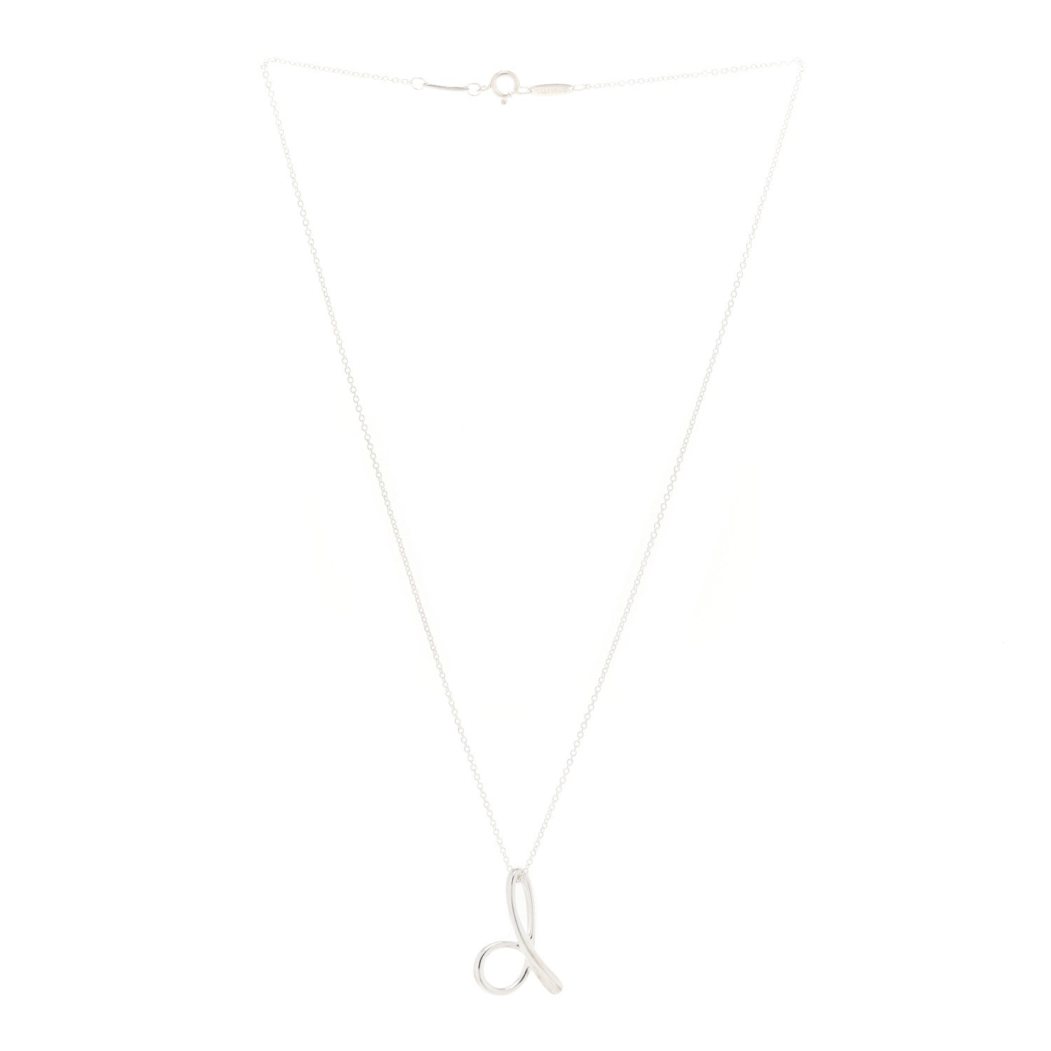 Tiffany Sterling Silver Elsa Peretti Letter D Pendant Necklace 2 of 3